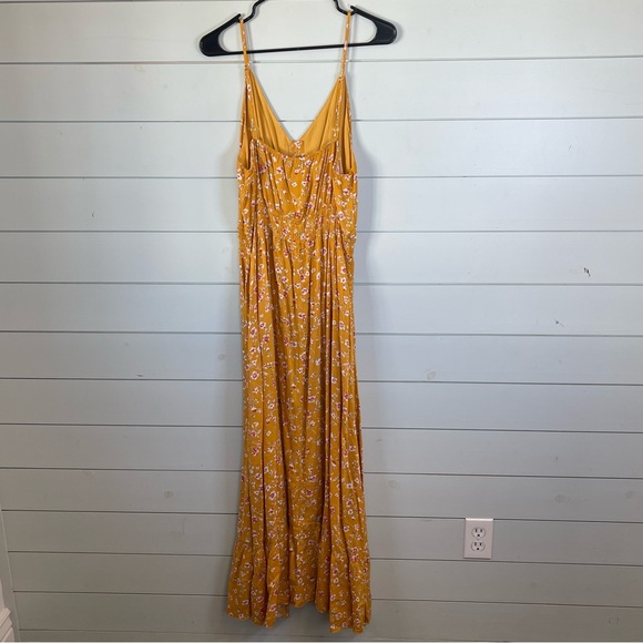 BTFBM yellow floral maxi dress women's size large - Picture 3 of 4
